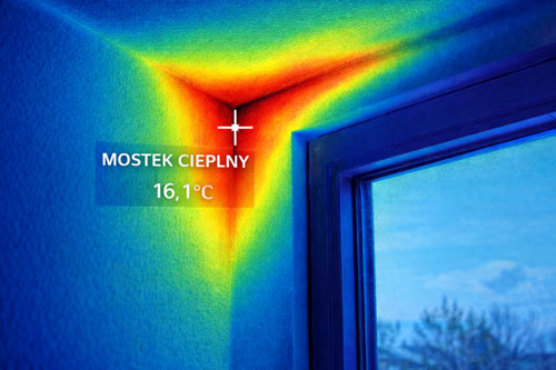 Mostek cieplny w rogu ściany