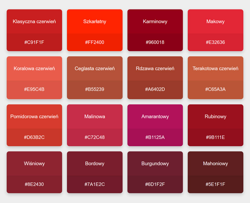Odcienie czerwieni