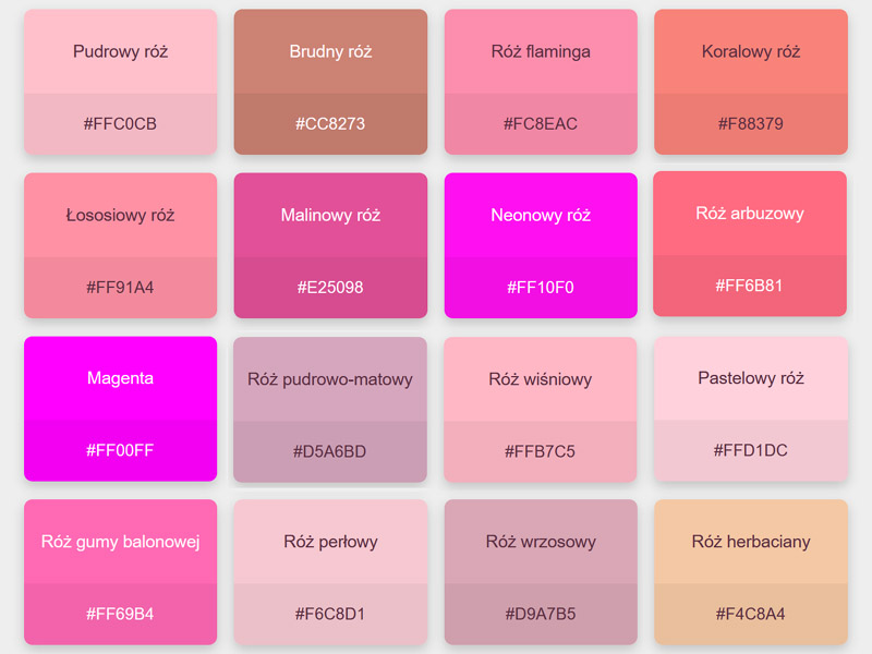 Odcienie różowego