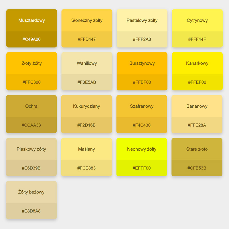 Odcienie żółtego